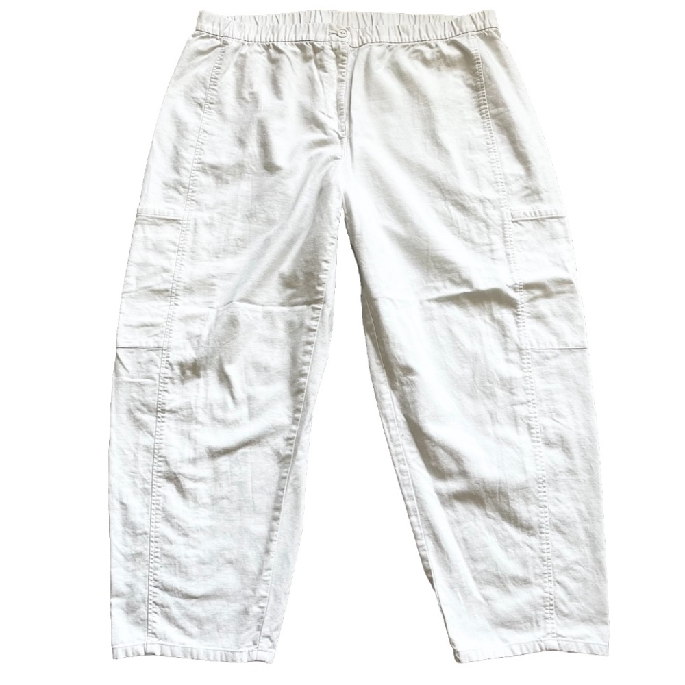 EILEEN FISHER ORGANIC COTTON/HEMP BLEND WHITE PULL ON PANTS SIZE 1X LAGENLOOK